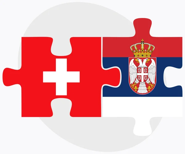 Switzerland and Serbia Flags — Stock Vector