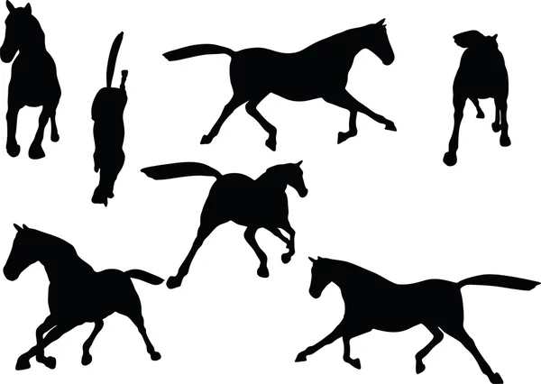 Horse silhouette in fast trot pose — Stock Vector