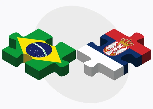 Brazilië en Servië vlaggen — Stockvector