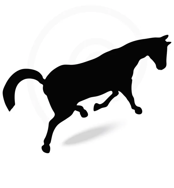 Silueta de caballo en prancing pose a pie — Vector de stock