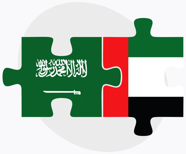 Arabia Saudyjska i Zjednoczone Emiraty Arabskie flagi — Wektor stockowy
