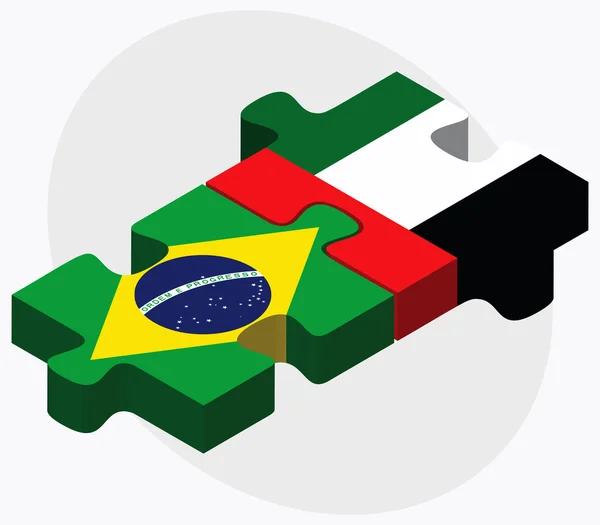 Drapeaux du Brésil et des Émirats arabes unis — Image vectorielle