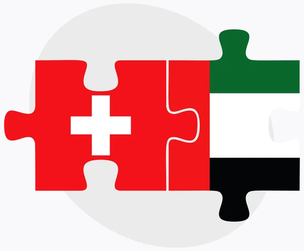 Drapeaux de la Suisse et des Émirats arabes unis — Image vectorielle