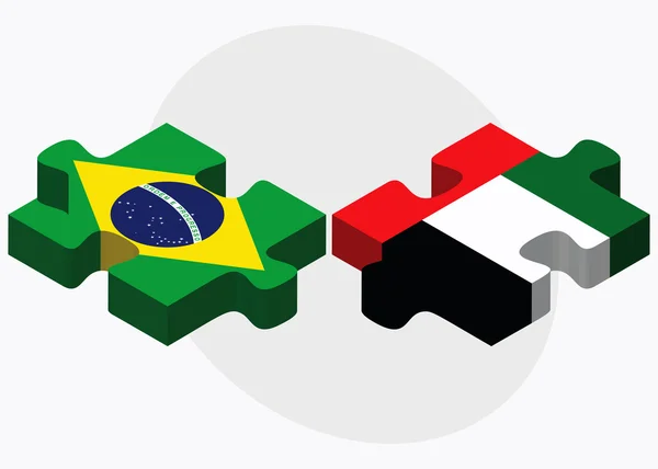 Brasilien und vereinte arabische Emirate Flaggen — Stockvektor