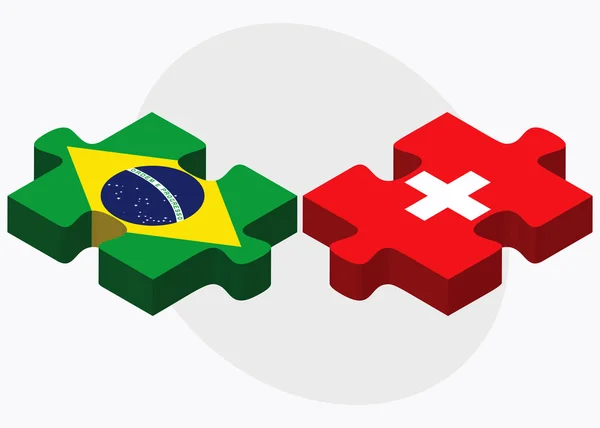 Brazil and Switzerland Flags — Stock Vector