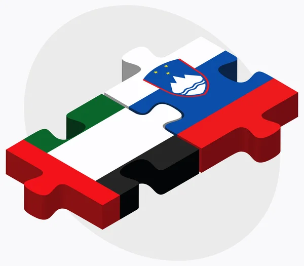 Emirati Arabi Uniti e Slovenia Bandiere — Vettoriale Stock
