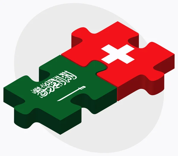 Saudiarabien och Schweiz flaggor — Stock vektor