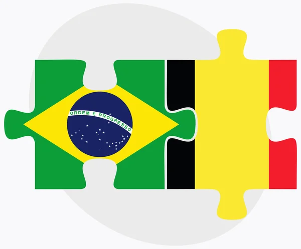 Brazilië en België vlaggen — Stockvector