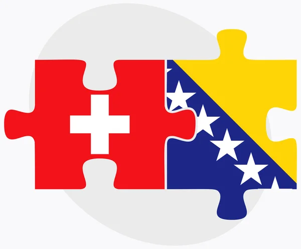 Zwitserland en Bosnië en Herzegovina vlaggen — Stockvector