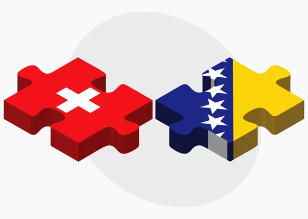 Switzerland and Bosnia and Herzegovina Flags — Stock Vector