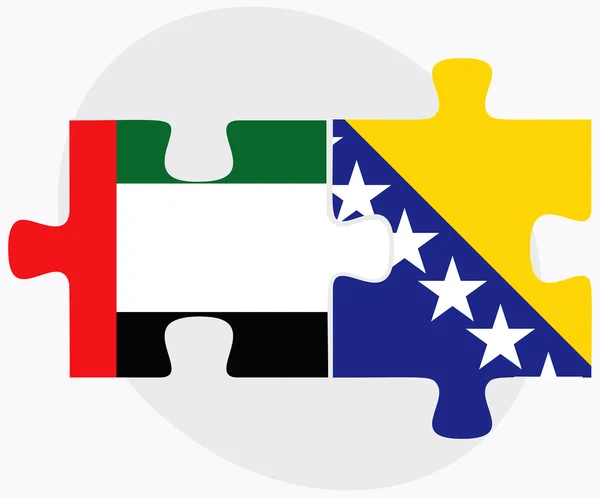Vereinigte arabische Emirate und Flaggen von Bosnien und Herzegowina — Stockvektor