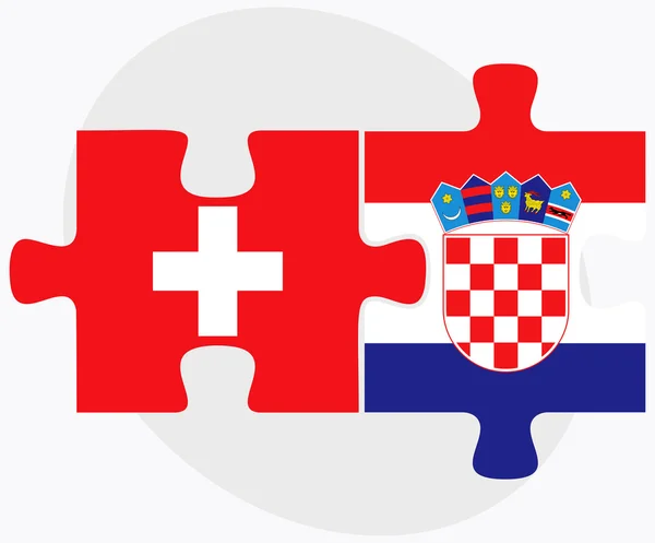 瑞士和克罗地亚国旗 — 图库矢量图片