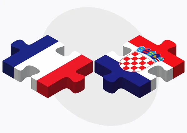法国和克罗地亚国旗 — 图库矢量图片