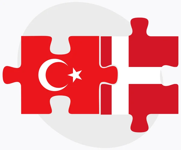 Banderas de Turquía y el Reino de Dinamarca — Vector de stock