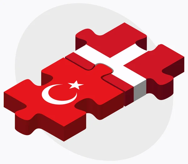 Banderas de Turquía y el Reino de Dinamarca — Vector de stock