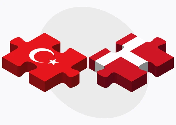 土耳其和丹麦王国国旗 — 图库矢量图片