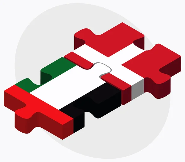 Vereinigte arabische Emirate und Königreich Dänemark Flaggen — Stockvektor