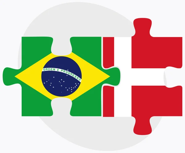 Banderas de Brasil y Reino de Dinamarca — Vector de stock