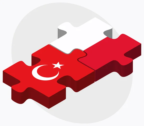 Banderas de Turquía y Polonia — Vector de stock