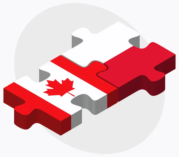 Banderas de Canadá y Polonia — Vector de stock