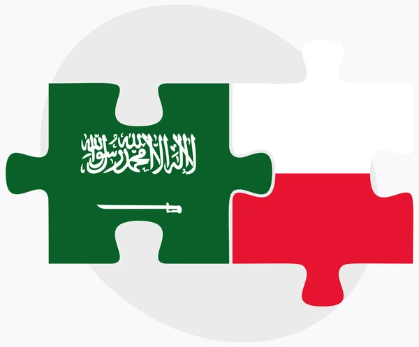 Saudi Arabia and Poland Flags — Stock Vector