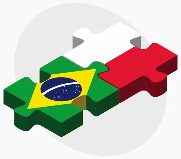 Brazília és zászlók Lengyelország — Stock Vector