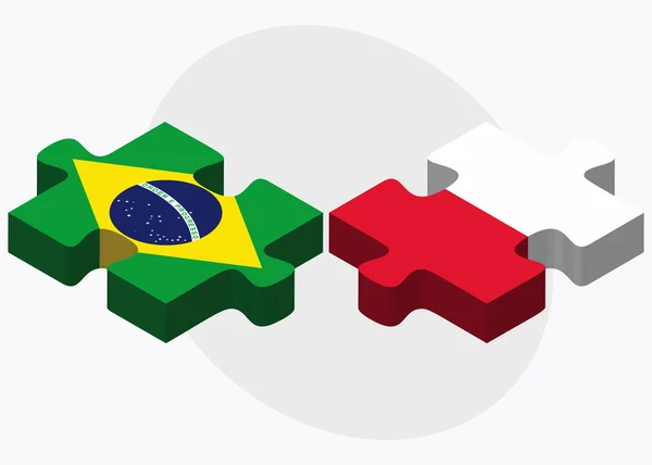 Brazil and Poland Flags — Stock Vector