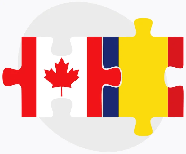 Banderas de Canadá y Rumanía — Vector de stock