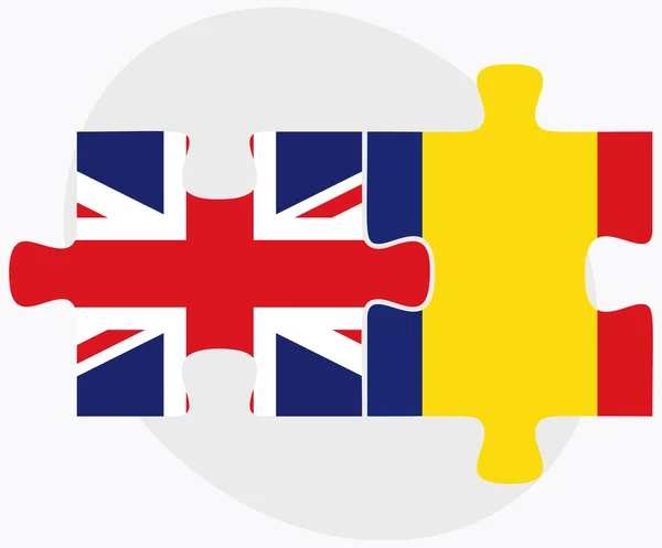 United Kingdom and Romania Flags — Stock Vector