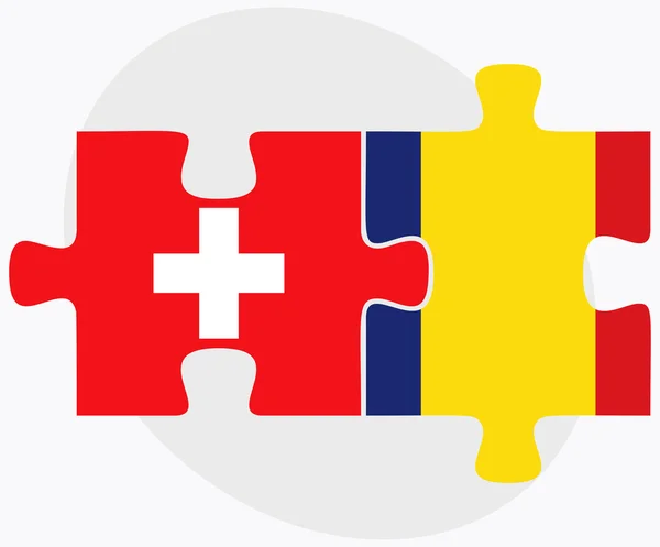 Switzerland and Romania Flags — Stock Vector