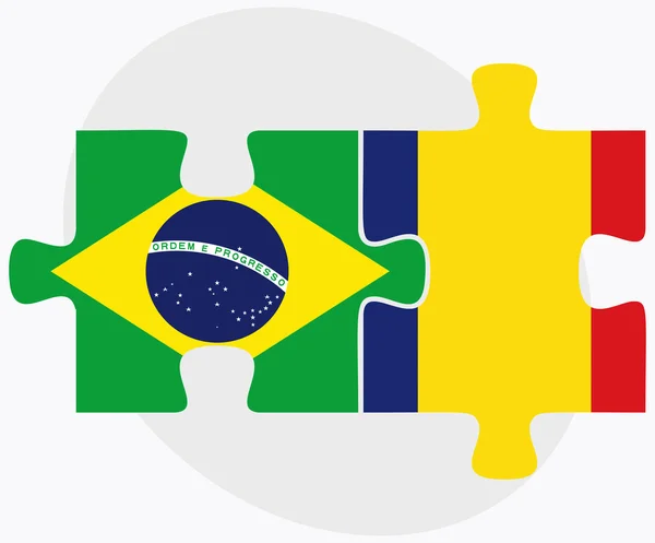 Drapeaux Brésil et Roumanie — Image vectorielle