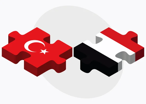 Turkiet och Jemen flaggor — Stock vektor