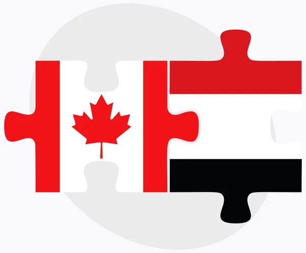 Canada and Yemen Flags — Stock Vector