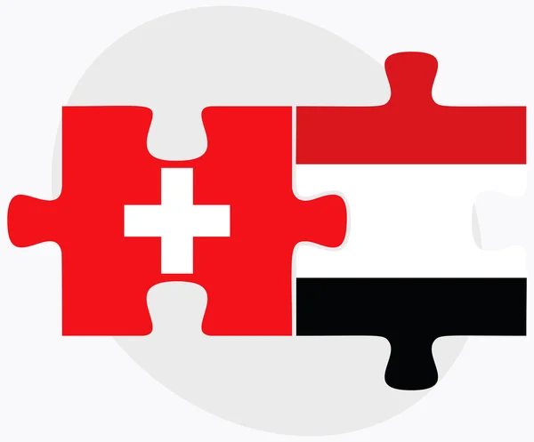 Banderas de Suiza y Yemen — Vector de stock