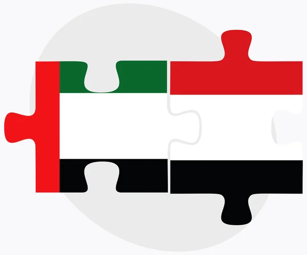 Banderas de Emiratos Árabes Unidos y Yemen — Vector de stock