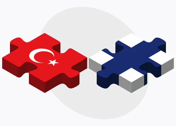 Turkije en Finland vlaggen — Stockvector