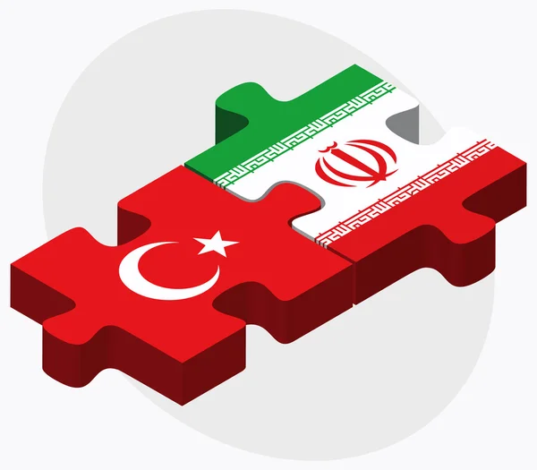 Turkije en Iran vlaggen — Stockvector