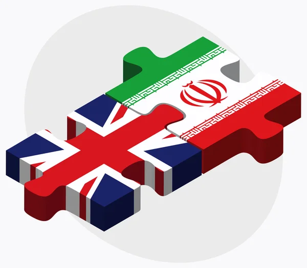 Banderas del Reino Unido e Irán — Vector de stock