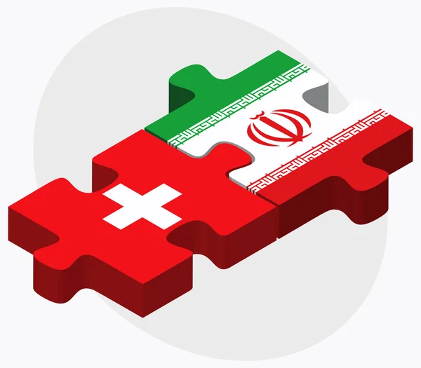 Zwitserland en Iran vlaggen — Stockvector