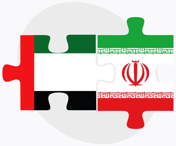 Verenigde Arabische Emiraten en Iran vlaggen — Stockvector