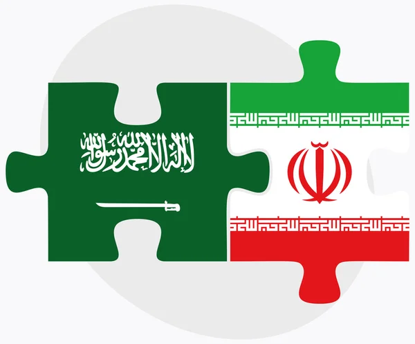 Saudi Arabia and Iran Flags — Stock Vector