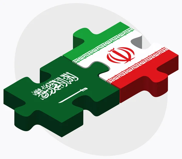 Saudi Arabia and Iran Flags — Stock Vector