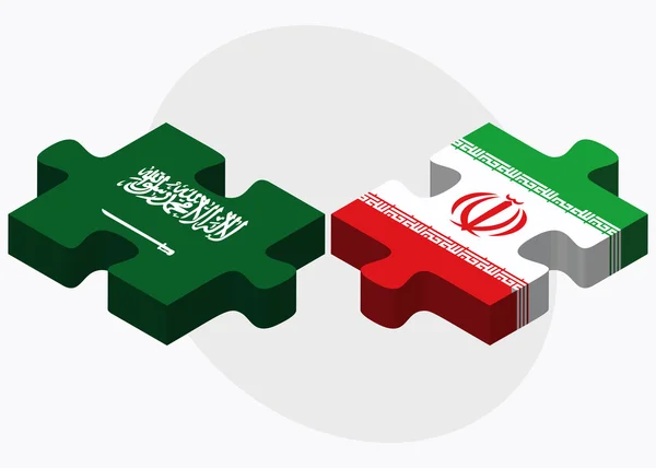 Saudi Arabia and Iran Flags — Stock Vector