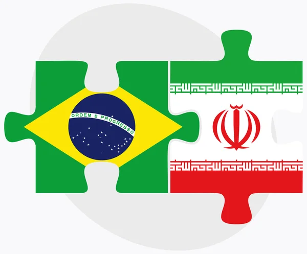 Brazil and Iran Flags — Stock Vector
