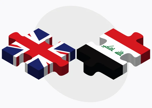 Bandeiras do Reino Unido e do Iraque — Vetor de Stock