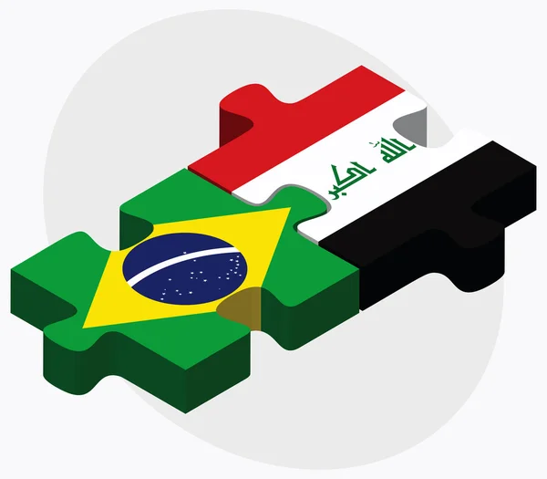 Brazilië en Irak vlaggen — Stockvector