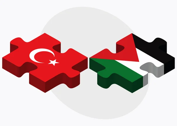 Turkije en Palestina vlaggen — Stockvector