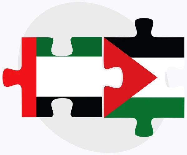 Vereinte arabische Emirate und palästinensische Flaggen — Stockvektor