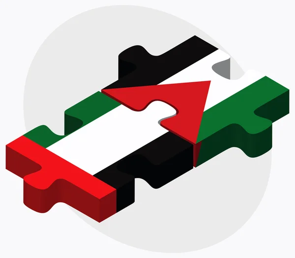 Emiratos Árabes Unidos y Palestina Banderas — Vector de stock