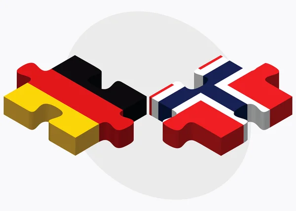 Banderas de Alemania y Noruega en puzzle — Archivo Imágenes Vectoriales